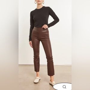 SPRWMN Dark Chocolate Brown Cropped Leather Leggings